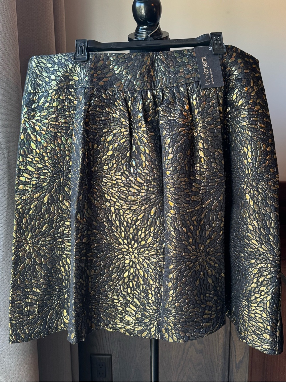 Lane Bryant Black & Gold Brocade Pleated Skirt nwt 20